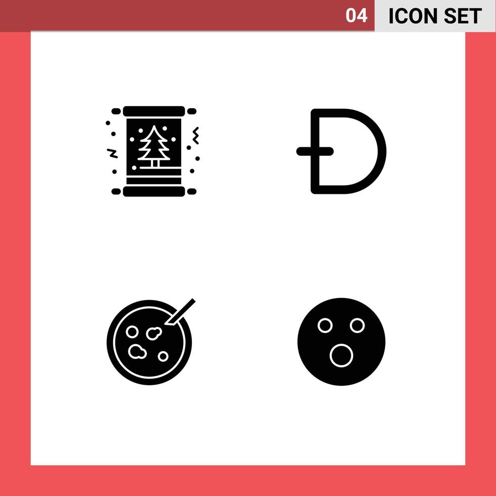 einstellen von 4 modern ui Symbole Symbole Zeichen zum Karte Währung Baum Münze Gericht editierbar Vektor Design Elemente
