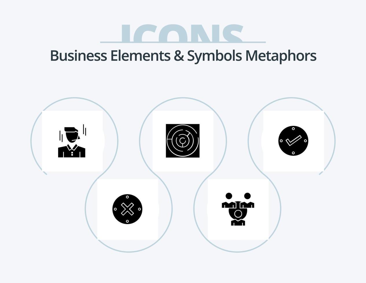 företag element och symboler metaforer glyf ikon packa 5 ikon design. öppna. mål. affärsman. strategi. pussel vektor