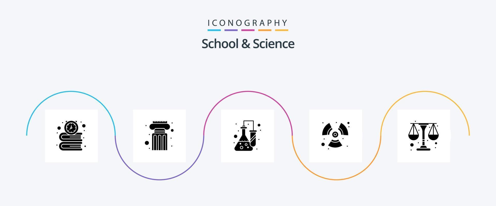 Schule und Wissenschaft Glyphe 5 Symbol Pack einschließlich Skala. Energie. Chemie. Wind. Ventilator vektor