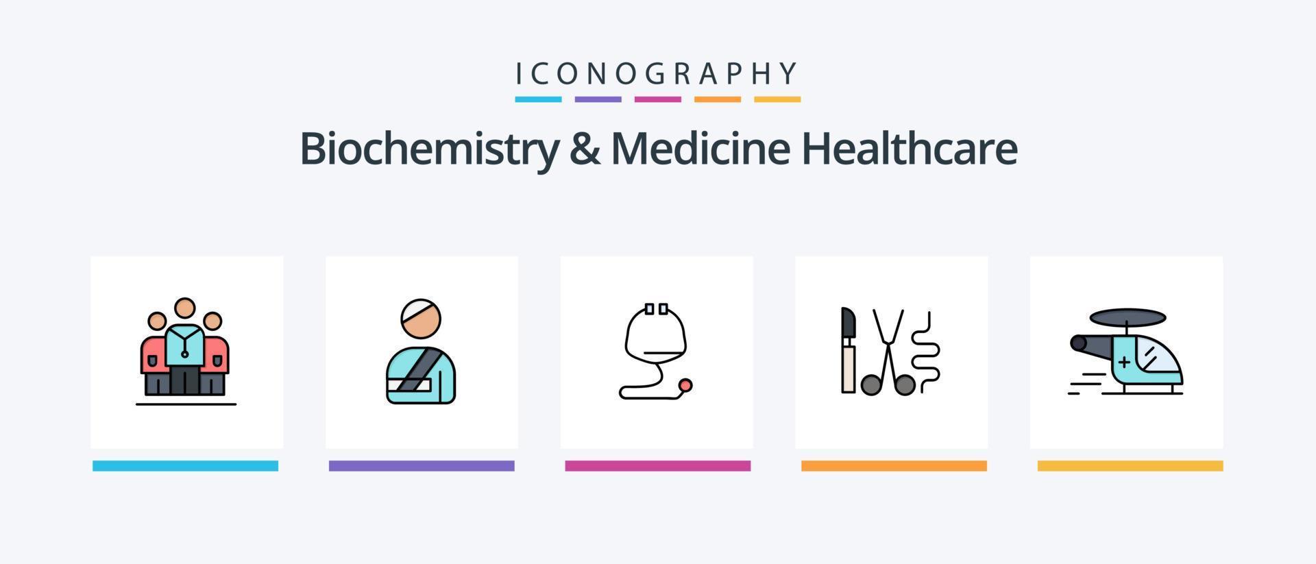 biokemi och medicin sjukvård linje fylld 5 ikon packa Inklusive sjukhus . spruta. medicinsk . medicinsk. blod. kreativ ikoner design vektor