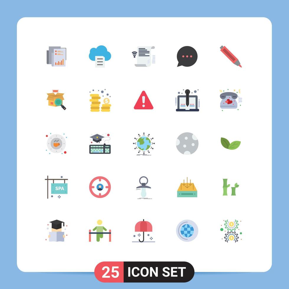 uppsättning av 25 modern ui ikoner symboler tecken för kommentar bubbla data uppkopplad presentation redigerbar vektor design element