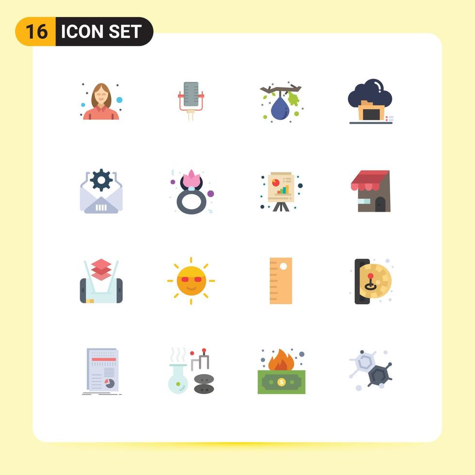 16 platt Färg begrepp för webbplatser mobil och appar post data fikon moln mapp redigerbar packa av kreativ vektor design element