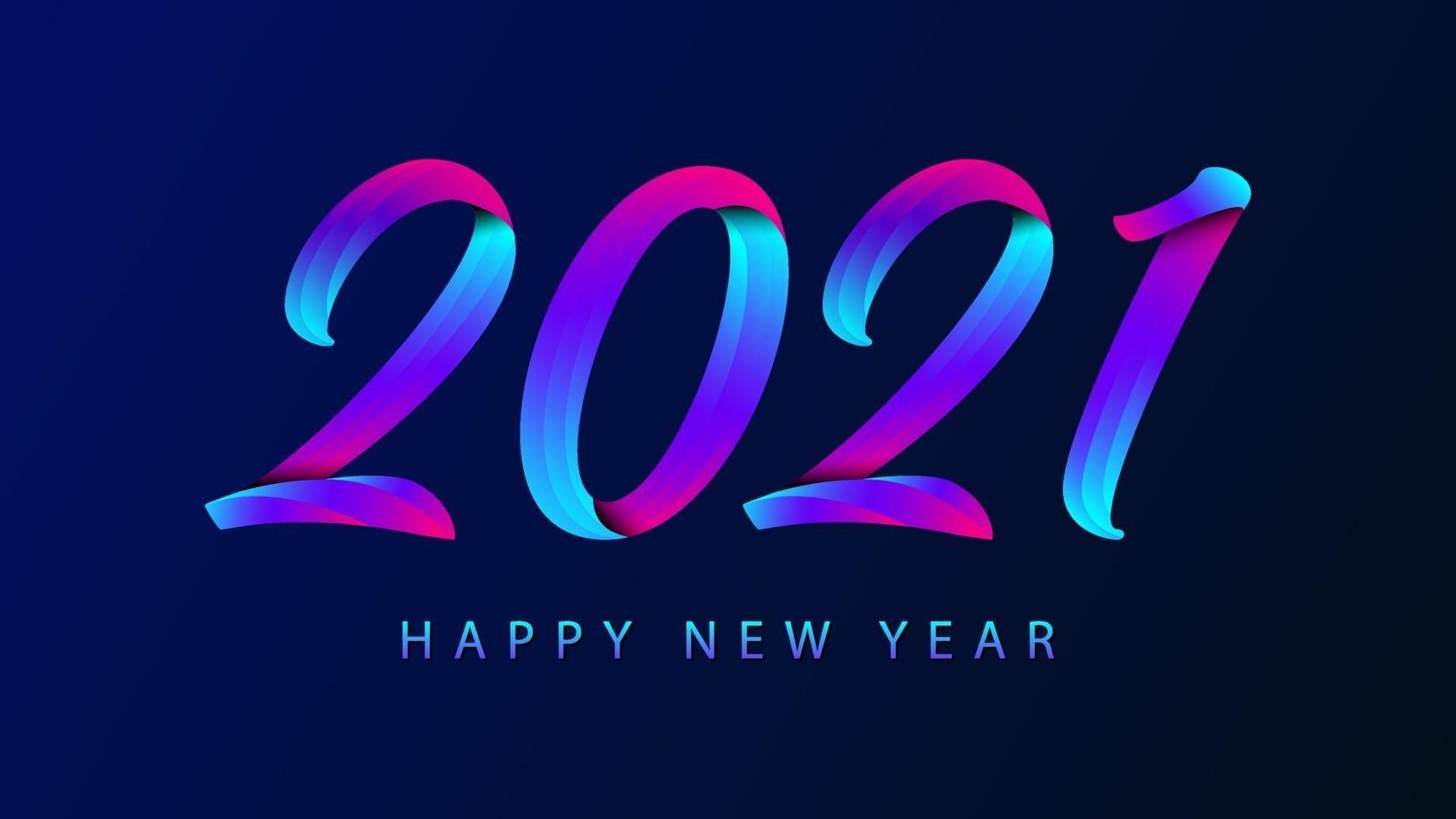 gott nytt år 2021 färgglad bokstäver design för gratulationskort, affisch, banner, vektorillustration. vektor