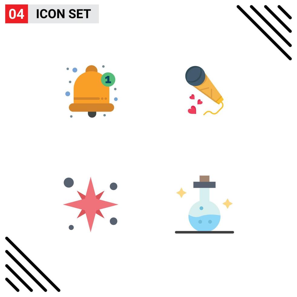4 användare gränssnitt platt ikon packa av modern tecken och symboler av varna Semester larm kärlek hav redigerbar vektor design element