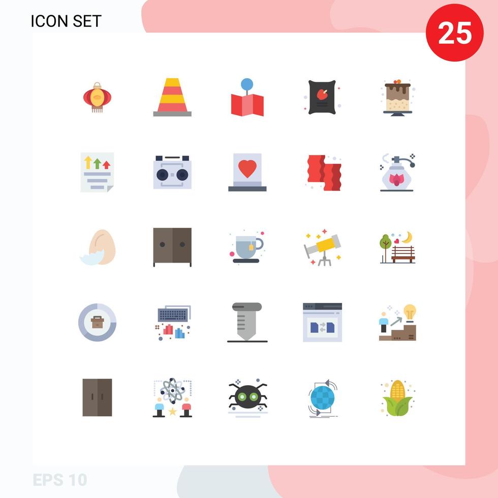 25 Universal- eben Farbe Zeichen Symbole von Teil Geburtstag Karte Tasche Essen editierbar Vektor Design Elemente