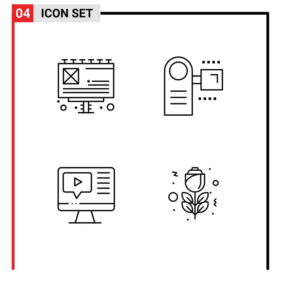 4 kreativ ikoner modern tecken och symboler av ad spela videokamera elektronisk utbildning redigerbar vektor design element