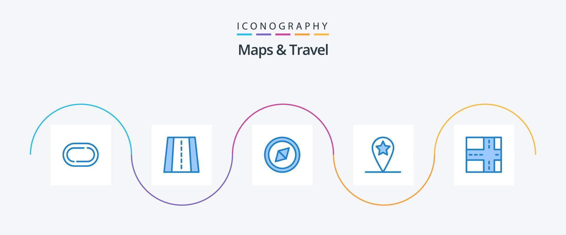 Kartor och resa blå 5 ikon packa Inklusive . plats. vektor