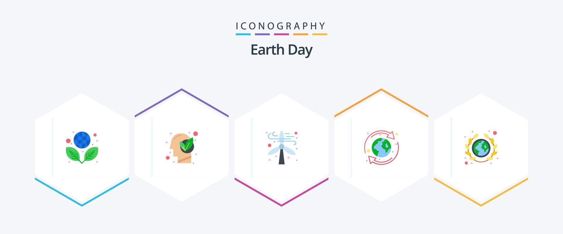 jord dag 25 platt ikon packa Inklusive geografi. gemenskap. kraft. återvinna. ekologi vektor