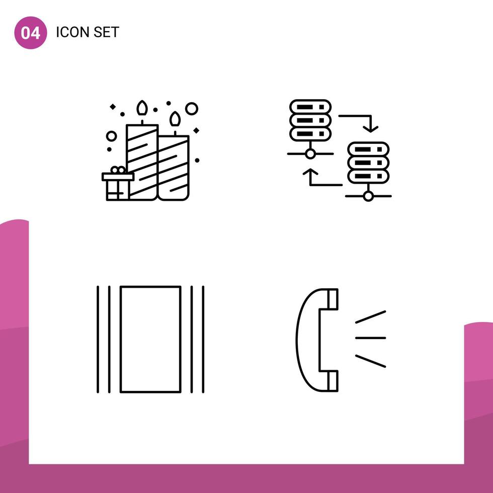 4 kreativ ikoner modern tecken och symboler av födelsedag strömma fest server kuggstång layout redigerbar vektor design element
