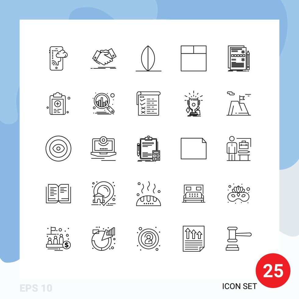 Universal- Symbol Symbole Gruppe von 25 modern Linien von Hardware- Daten Geschäft Komponente Gitter editierbar Vektor Design Elemente