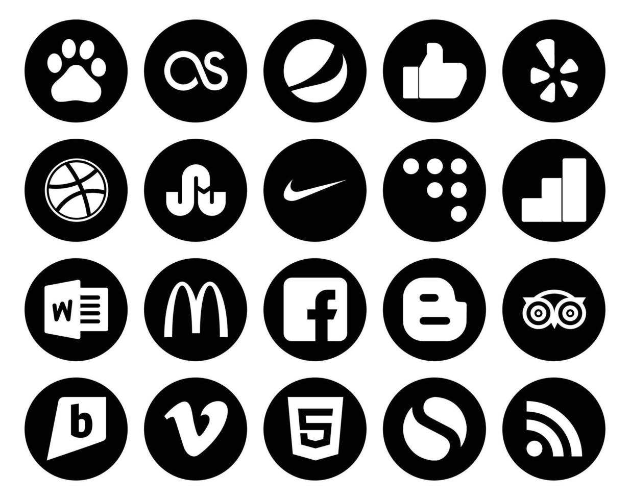 20 Sozial Medien Symbol Pack einschließlich vimeo Reise Codewand tripadvisor Facebook vektor