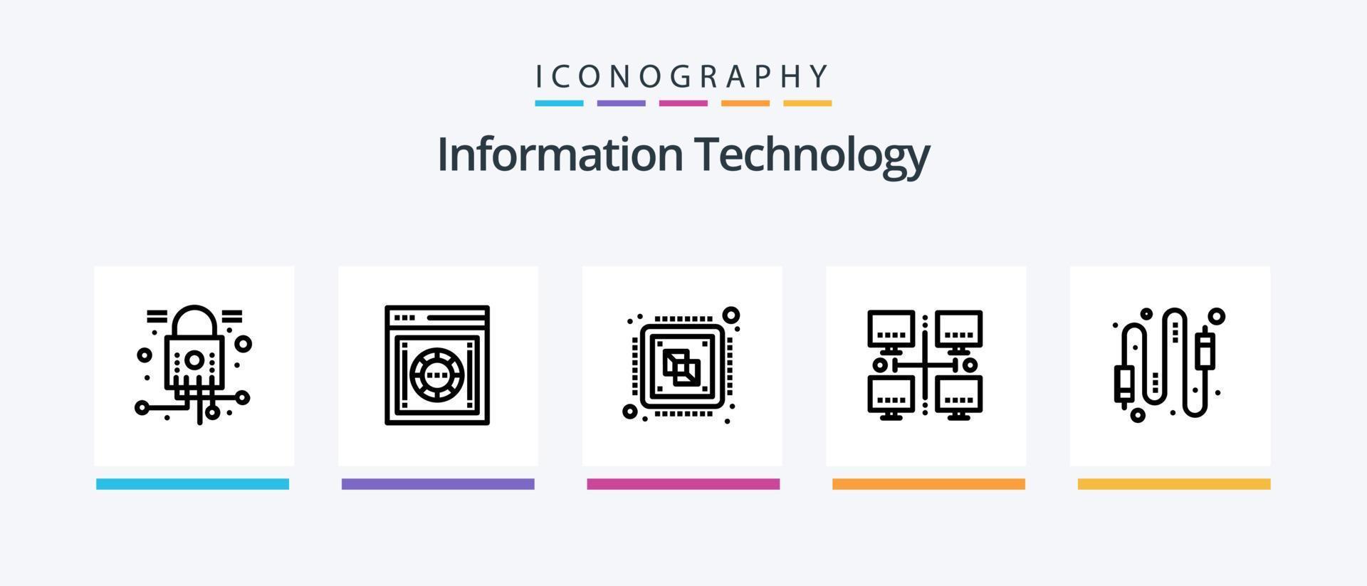 Information Technologie Linie 5 Symbol Pack einschließlich Satellit. Kommunikation. sicher Kasten. Prozessor. Computer. kreativ Symbole Design vektor