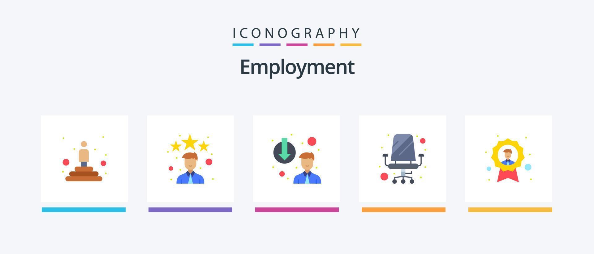 Beschäftigung eben 5 Symbol Pack einschließlich Benutzerbild. Sitzung. Werdegang Degradierung. Büro. Stuhl. kreativ Symbole Design vektor