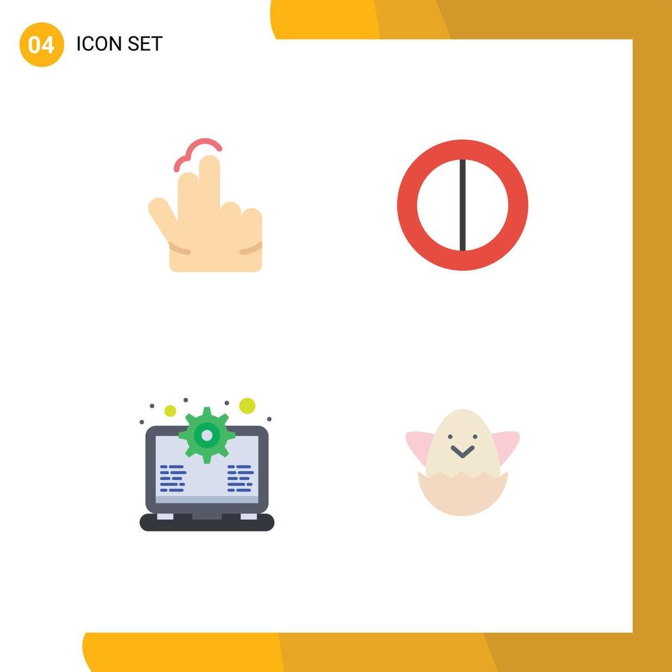grupp av 4 platt ikoner tecken och symboler för dubbel- Stöd Rör redskap ägg redigerbar vektor design element