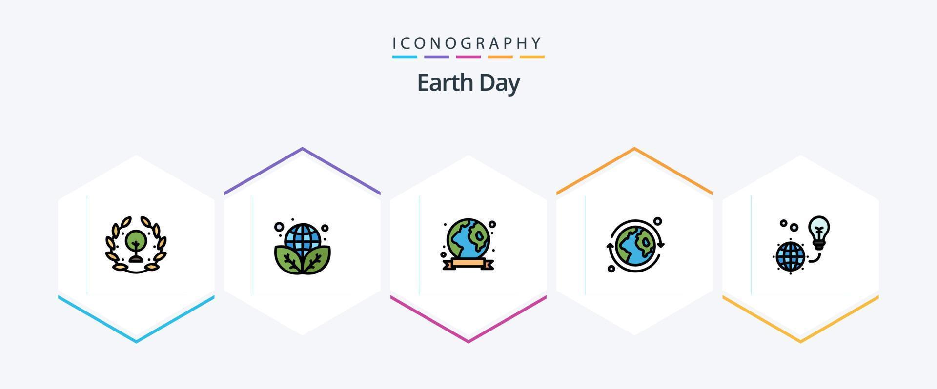 jord dag 25 fylld linje ikon packa Inklusive ljus. skydd. bricka. värld. jord vektor