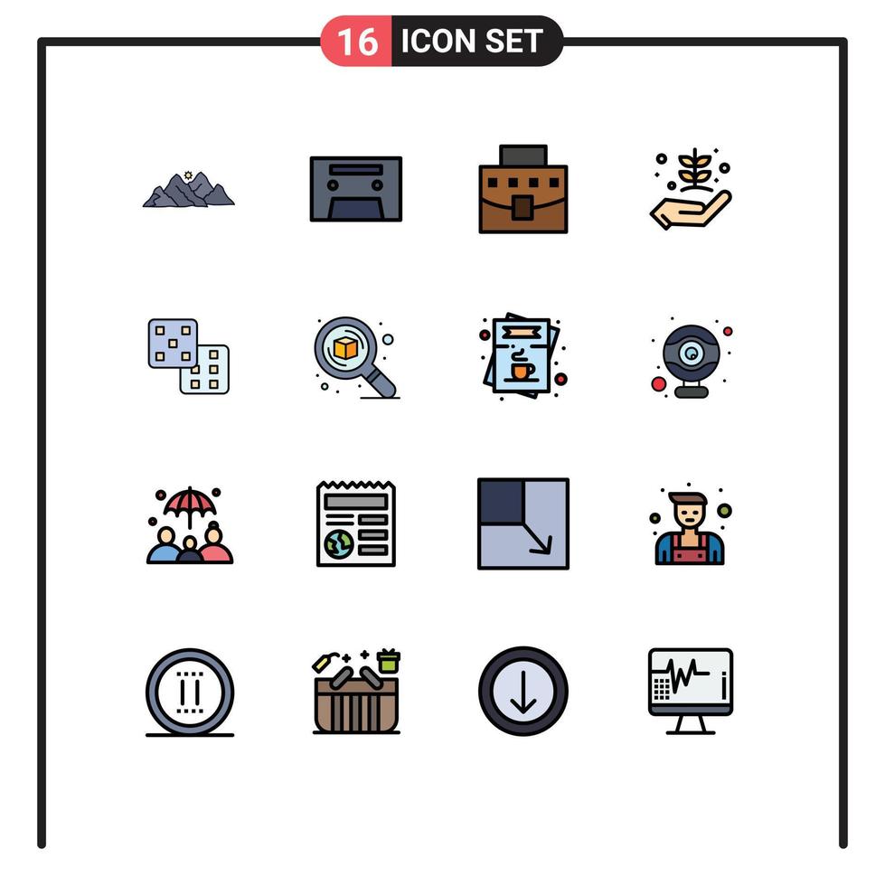 packa av 16 kreativ platt Färg fylld rader av tärningar ge användare trädgård lantbruk redigerbar kreativ vektor design element
