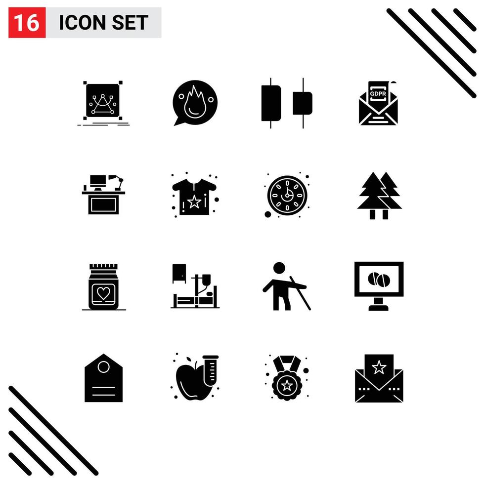 solide Glyphe Pack von 16 Universal- Symbole von Computer gdpr Ausbildung europäisch Kommission editierbar Vektor Design Elemente