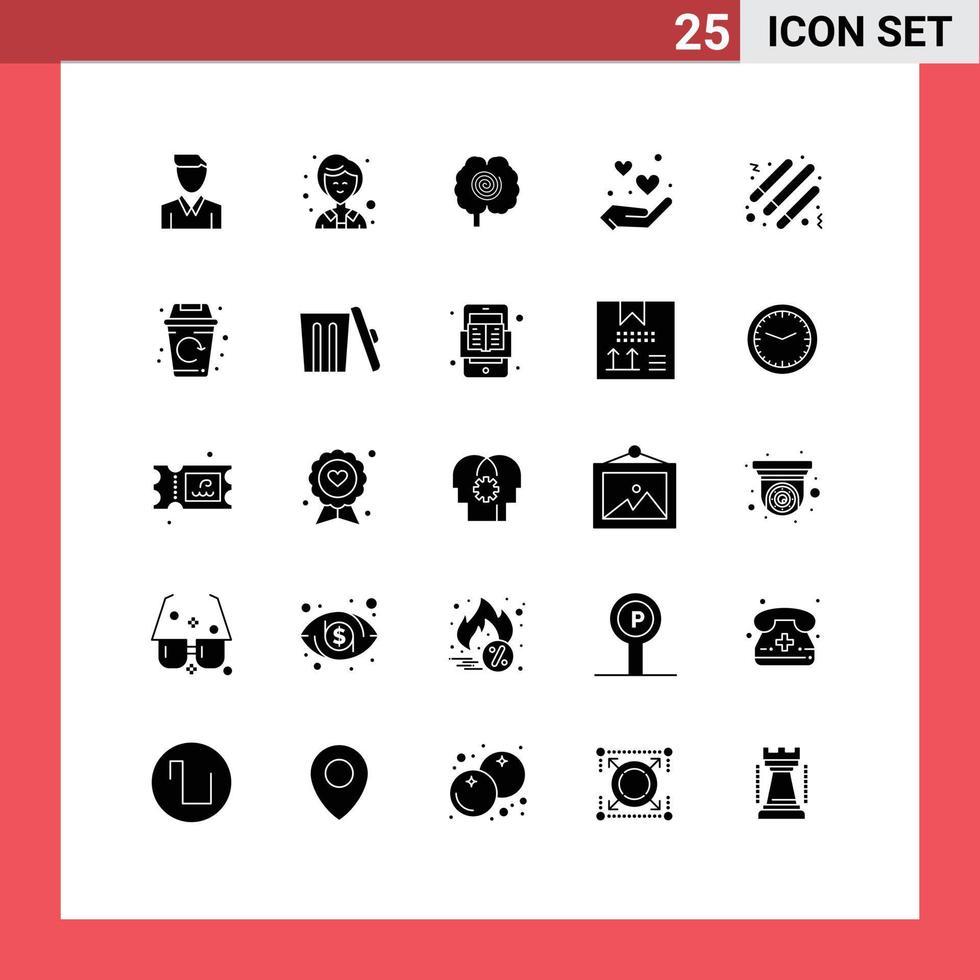 uppsättning av 25 modern ui ikoner symboler tecken för natt bastu hjärna kärlek hjärta redigerbar vektor design element