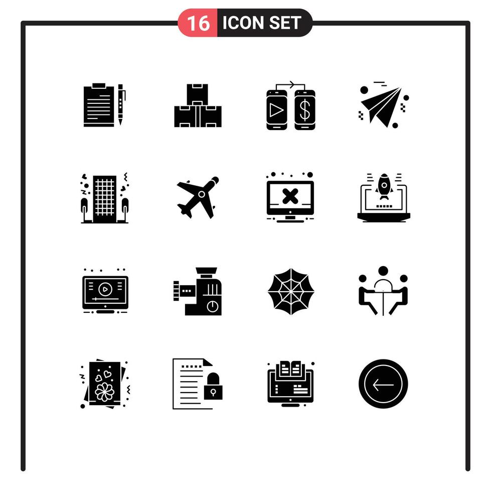 uppsättning av 16 modern ui ikoner symboler tecken för hjärta plan industri stock företag dollar redigerbar vektor design element