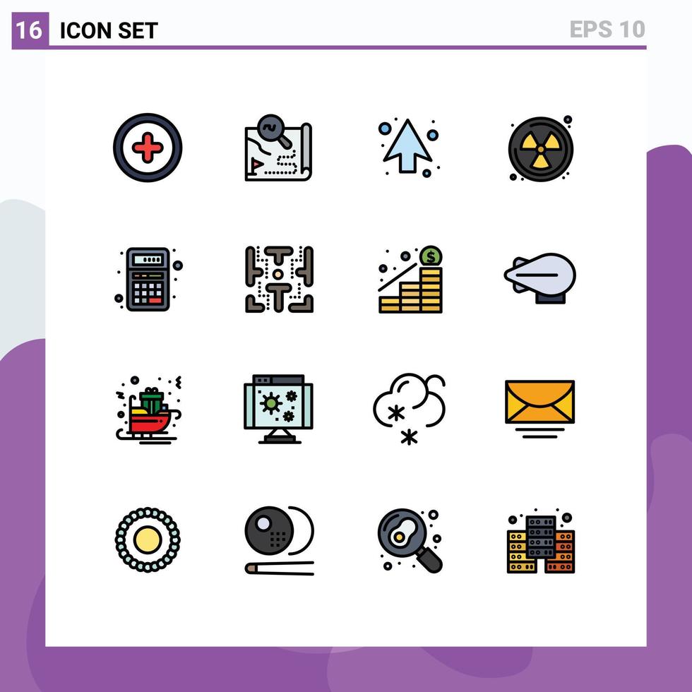 Piktogramm einstellen von 16 einfach eben Farbe gefüllt Linien von Apps hinzufügen Pfeil Abfall nuklear editierbar kreativ Vektor Design Elemente