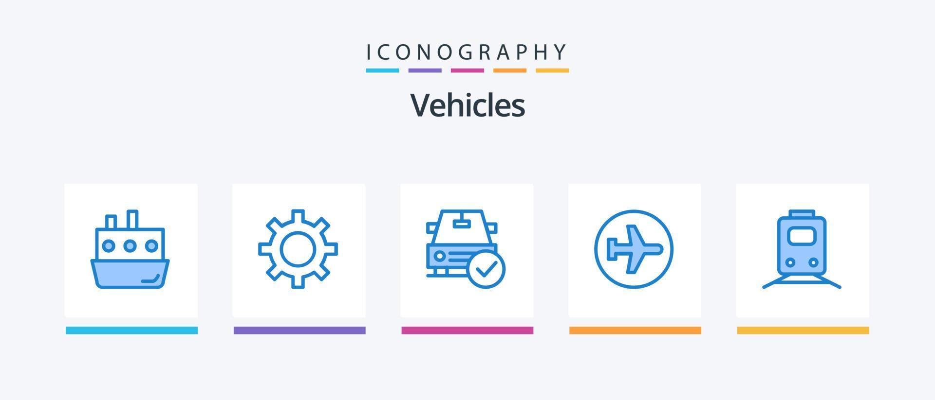 Fahrzeuge Blau 5 Symbol Pack einschließlich fliegend. Flugzeug. Fahrzeug Wartung. Aero Ebene. Erledigt. kreativ Symbole Design vektor