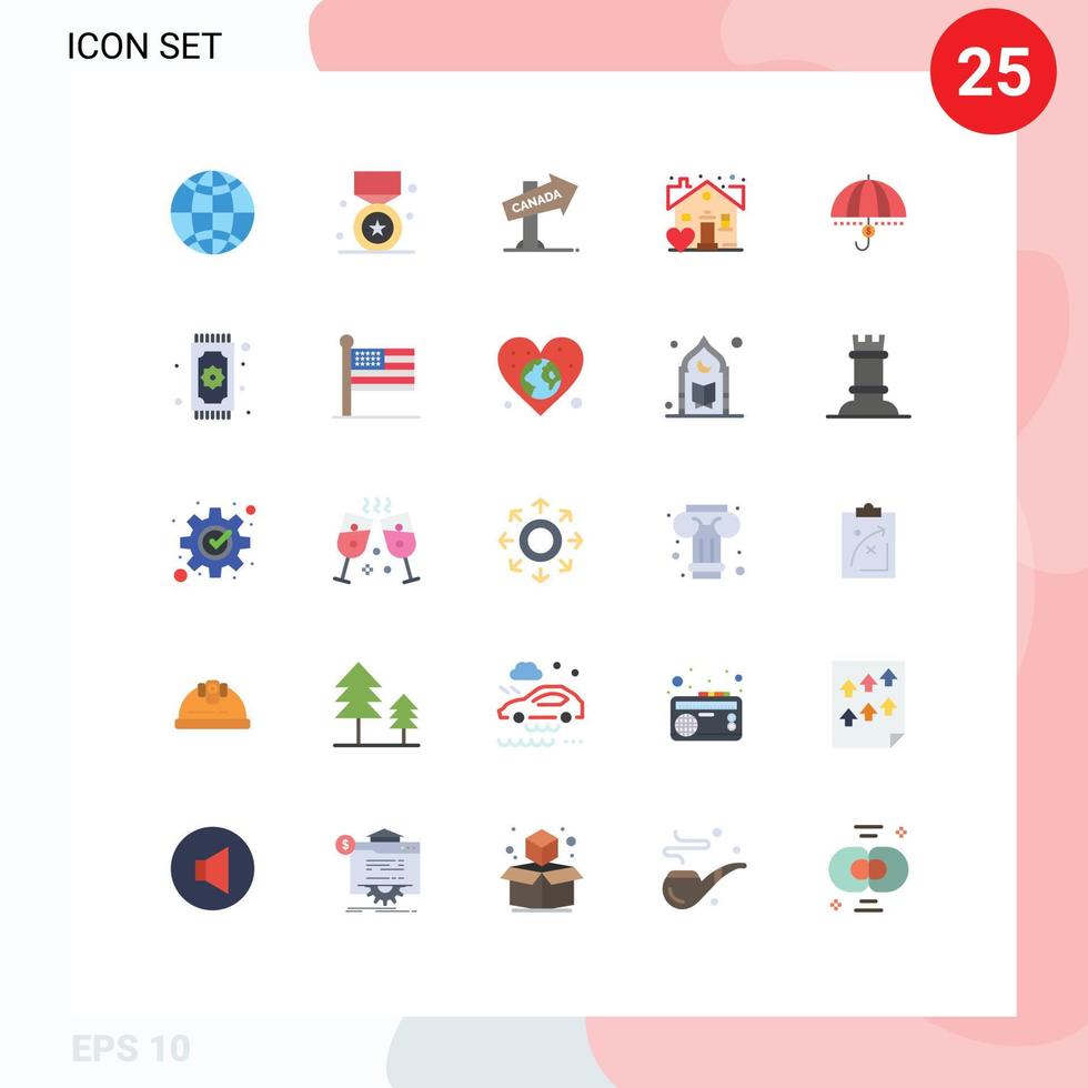 mobil gränssnitt platt Färg uppsättning av 25 piktogram av finansiell medel kanada verklig egendom redigerbar vektor design element