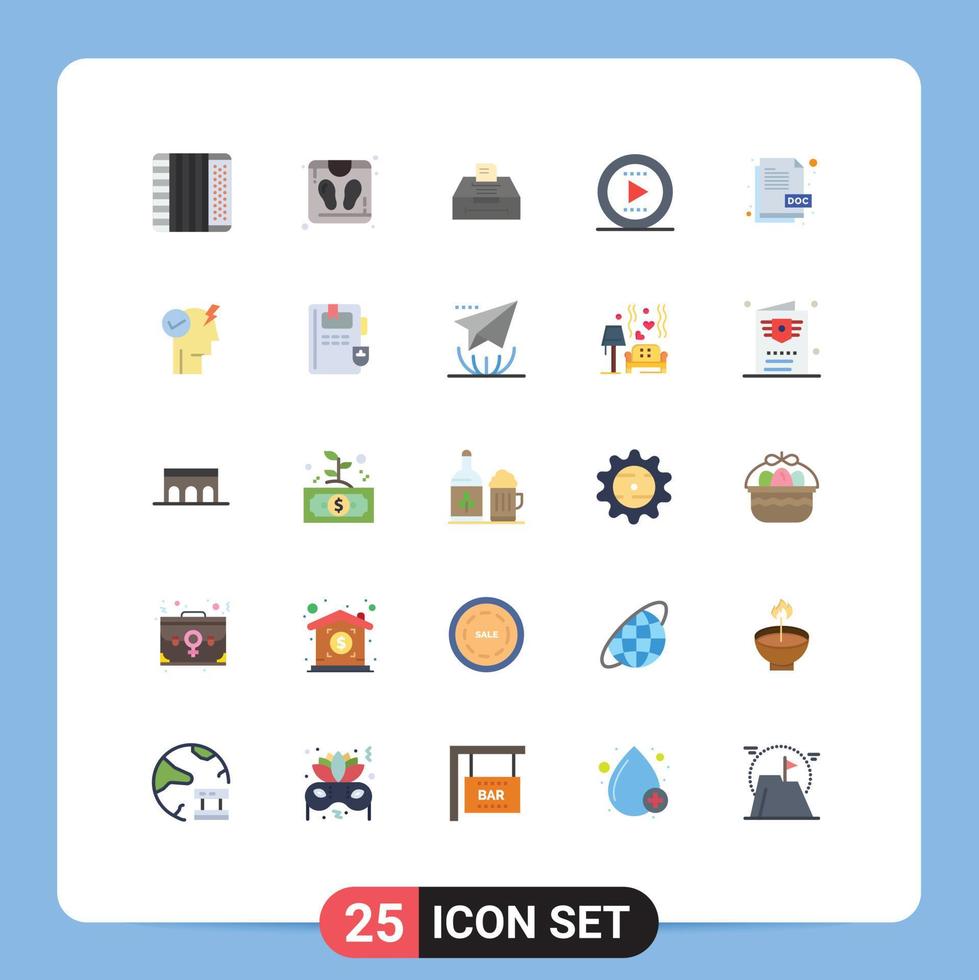 uppsättning av 25 modern ui ikoner symboler tecken för dokumentera doc förlängning arkiv doc media redigerbar vektor design element