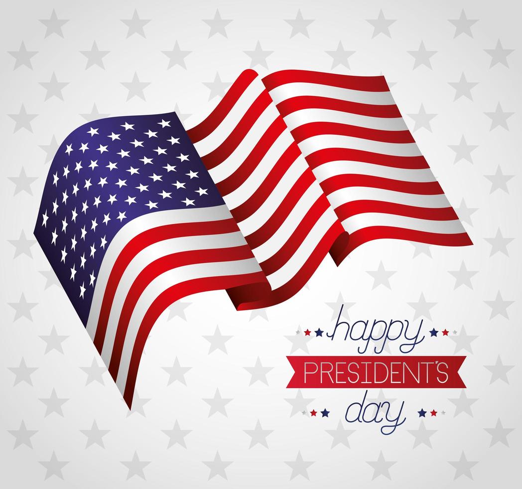 glad presidents dag firande affisch med flagga vektor