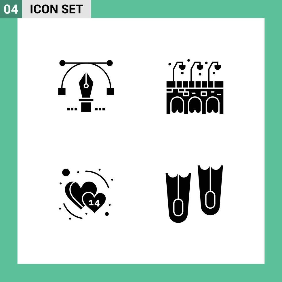 einstellen von 4 modern ui Symbole Symbole Zeichen zum Stift Februar Bildung Kneipe Tauchen editierbar Vektor Design Elemente