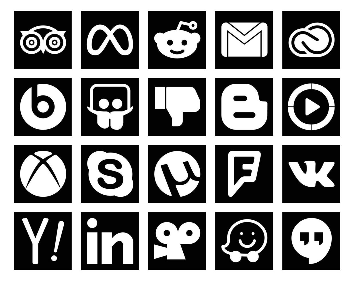 20 Sozial Medien Symbol Pack einschließlich xbox Fenster Medien Spieler kreativ Wolke Blogger Slideshare vektor