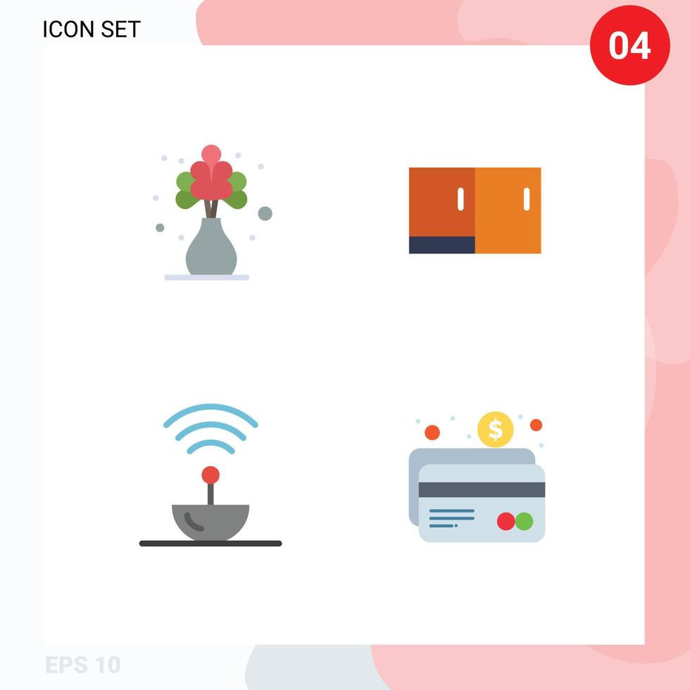 modern uppsättning av 4 platt ikoner och symboler sådan som Hem stål blomma möbel signal redigerbar vektor design element