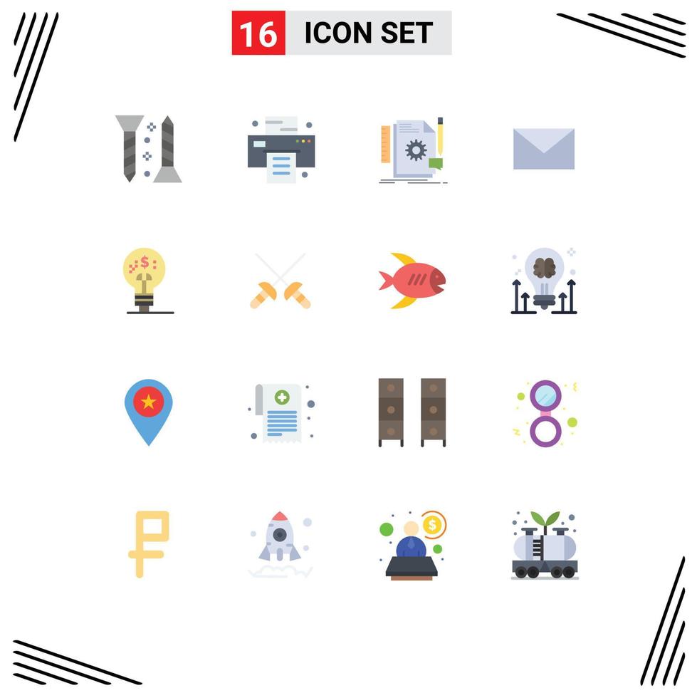 16 Universal- eben Farbe Zeichen Symbole von Fintech Fintech Innovation Design Botschaft Email editierbar Pack von kreativ Vektor Design Elemente