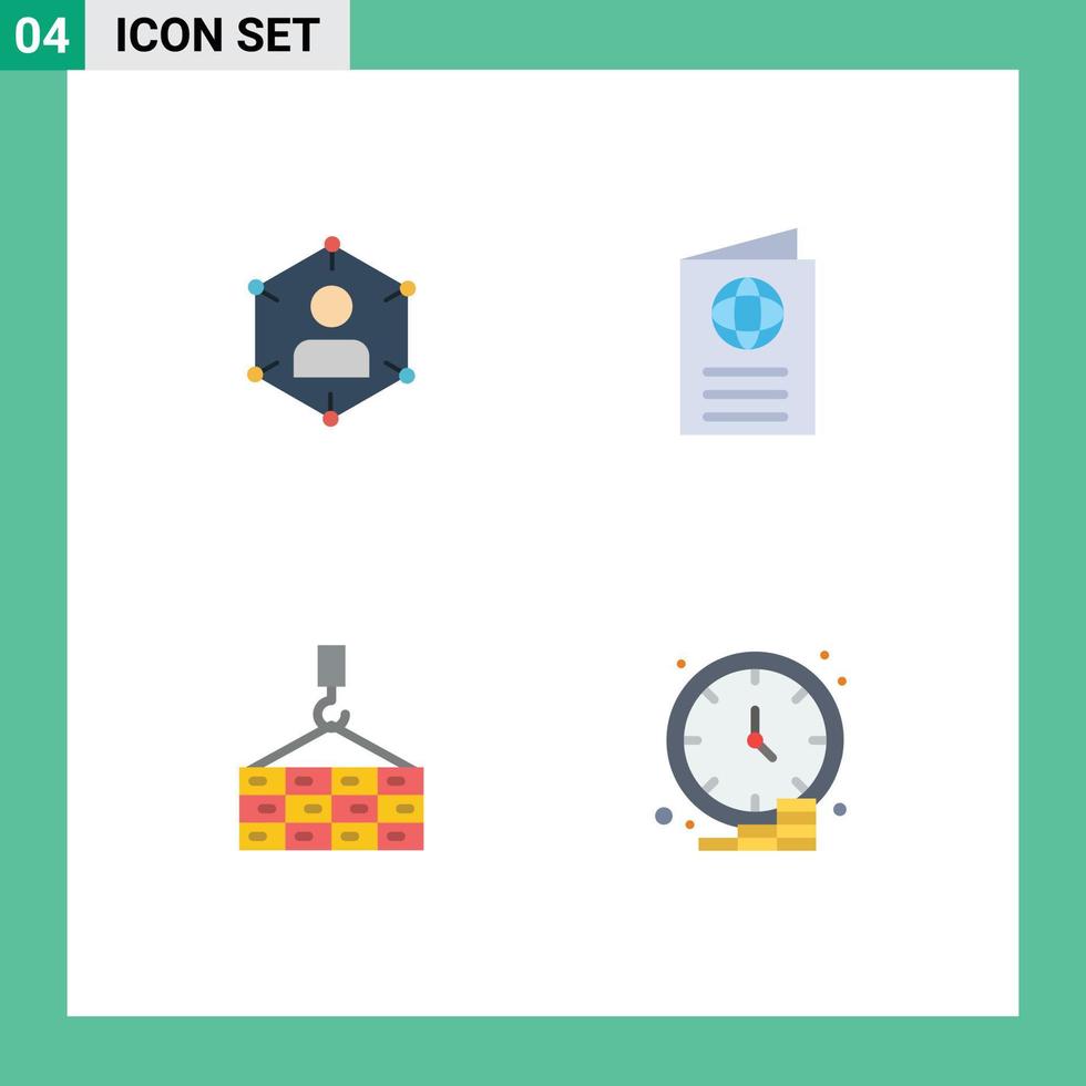 platt ikon packa av 4 universell symboler av förbindelse id människor användare resa redigerbar vektor design element