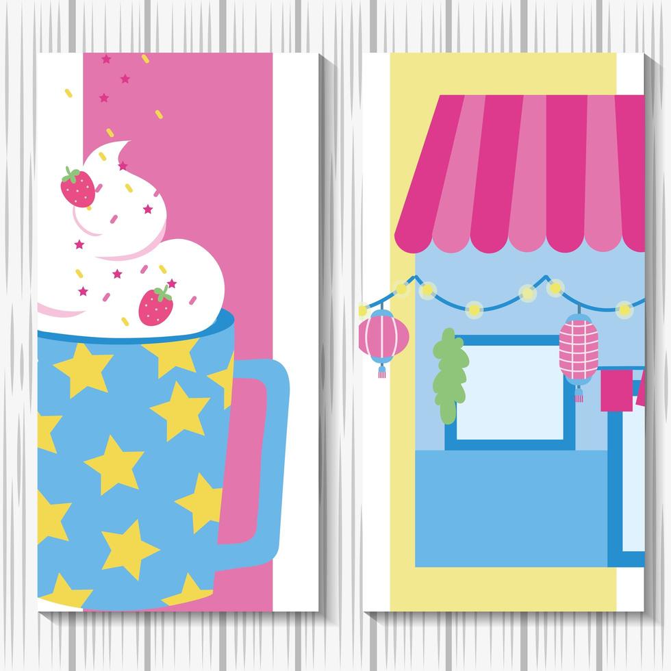 niedliche kawaii Art Bannerset vektor