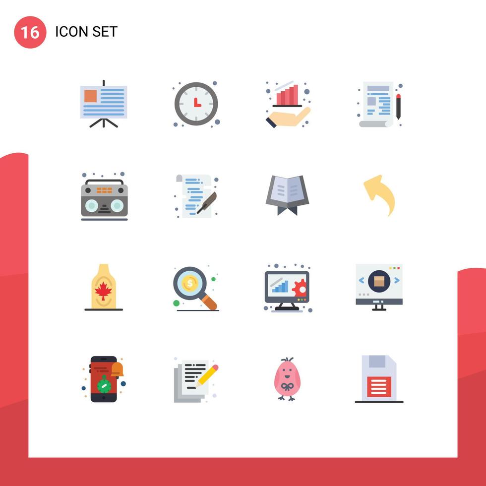 16 universell platt Färg tecken symboler av musik teckning Diagram utveckling plan redigerbar packa av kreativ vektor design element
