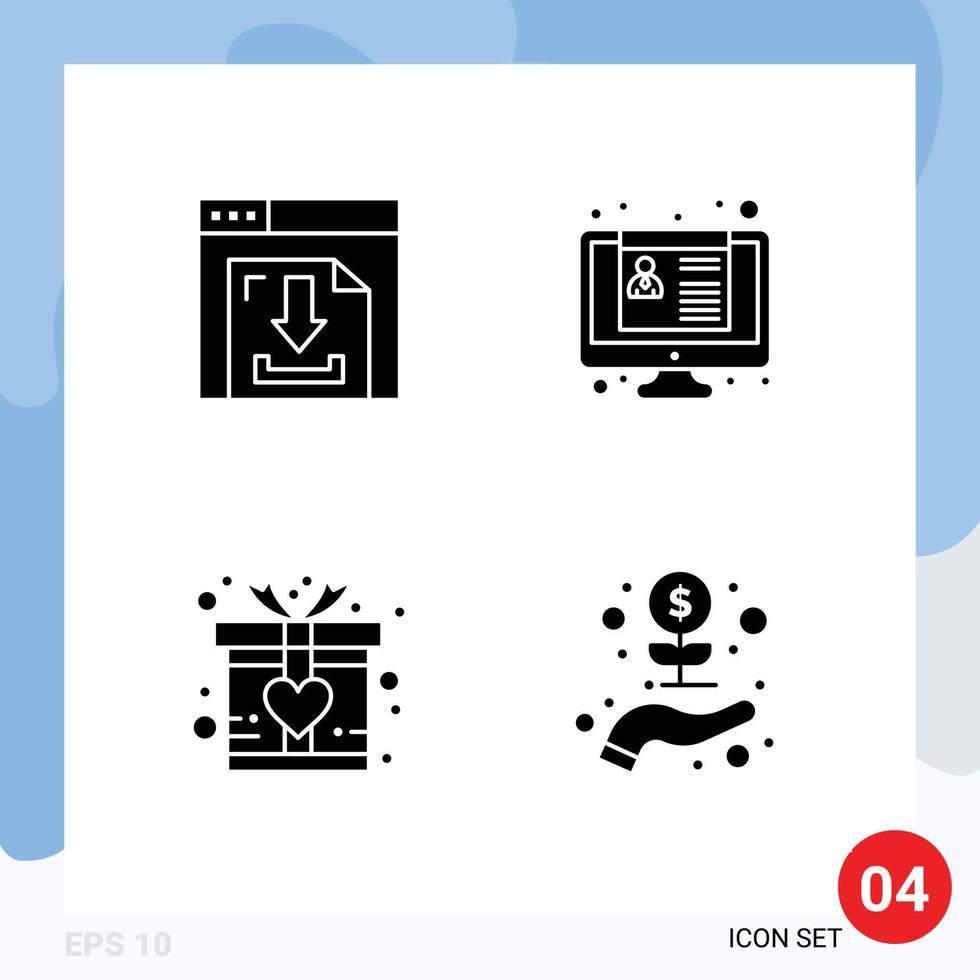 modern uppsättning av 4 fast glyfer och symboler sådan som pilar kärlek multimedia jobb Ansökan företag redigerbar vektor design element