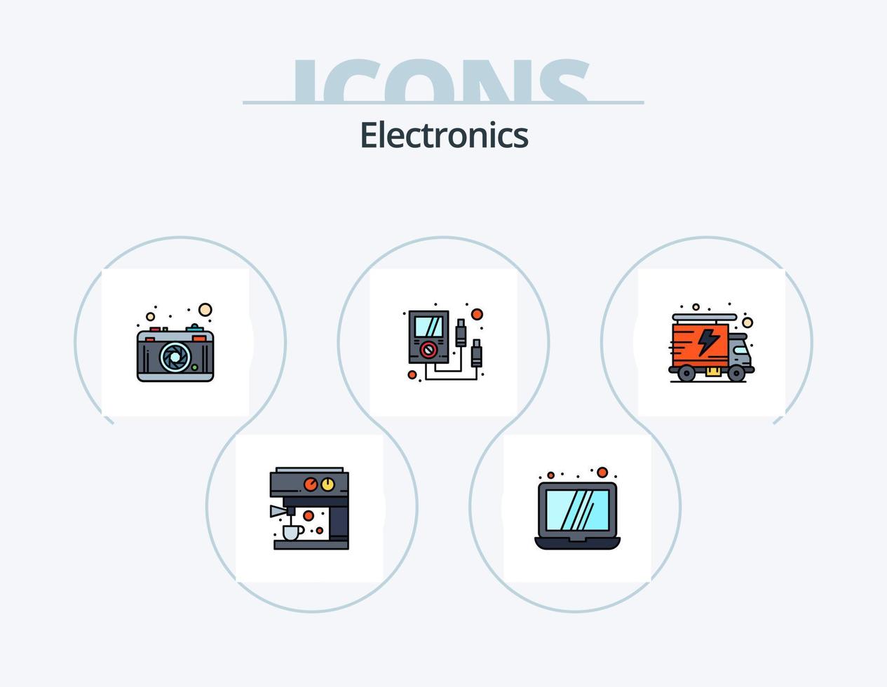 elektronik linje fylld ikon packa 5 ikon design. . elektrisk torn. elektrisk. elektrisk. hårdvara vektor
