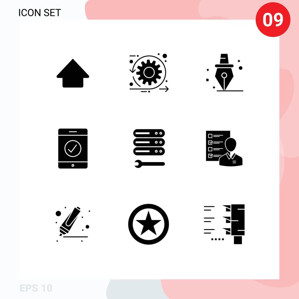 uppsättning av 9 modern ui ikoner symboler tecken för profil rycka utbildning inställningar mobil redigerbar vektor design element
