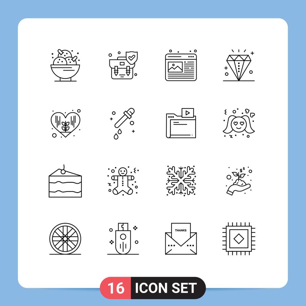 16 kreativ ikoner modern tecken och symboler av miljö händelse skydda diamant webb bild redigerbar vektor design element
