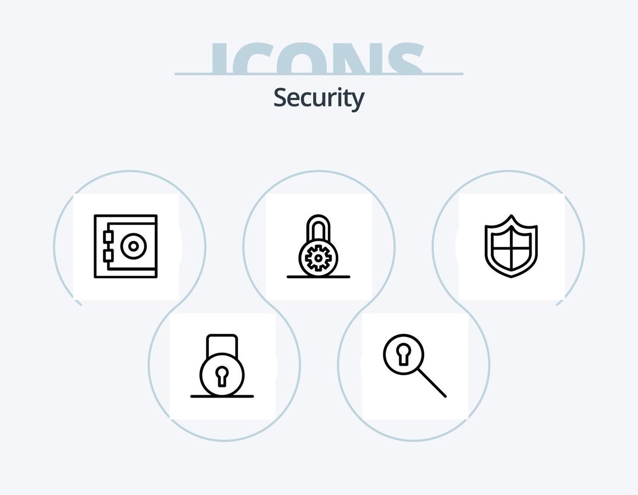 säkerhet linje ikon packa 5 ikon design. . . mapp. säkerhet. låsa vaddera vektor