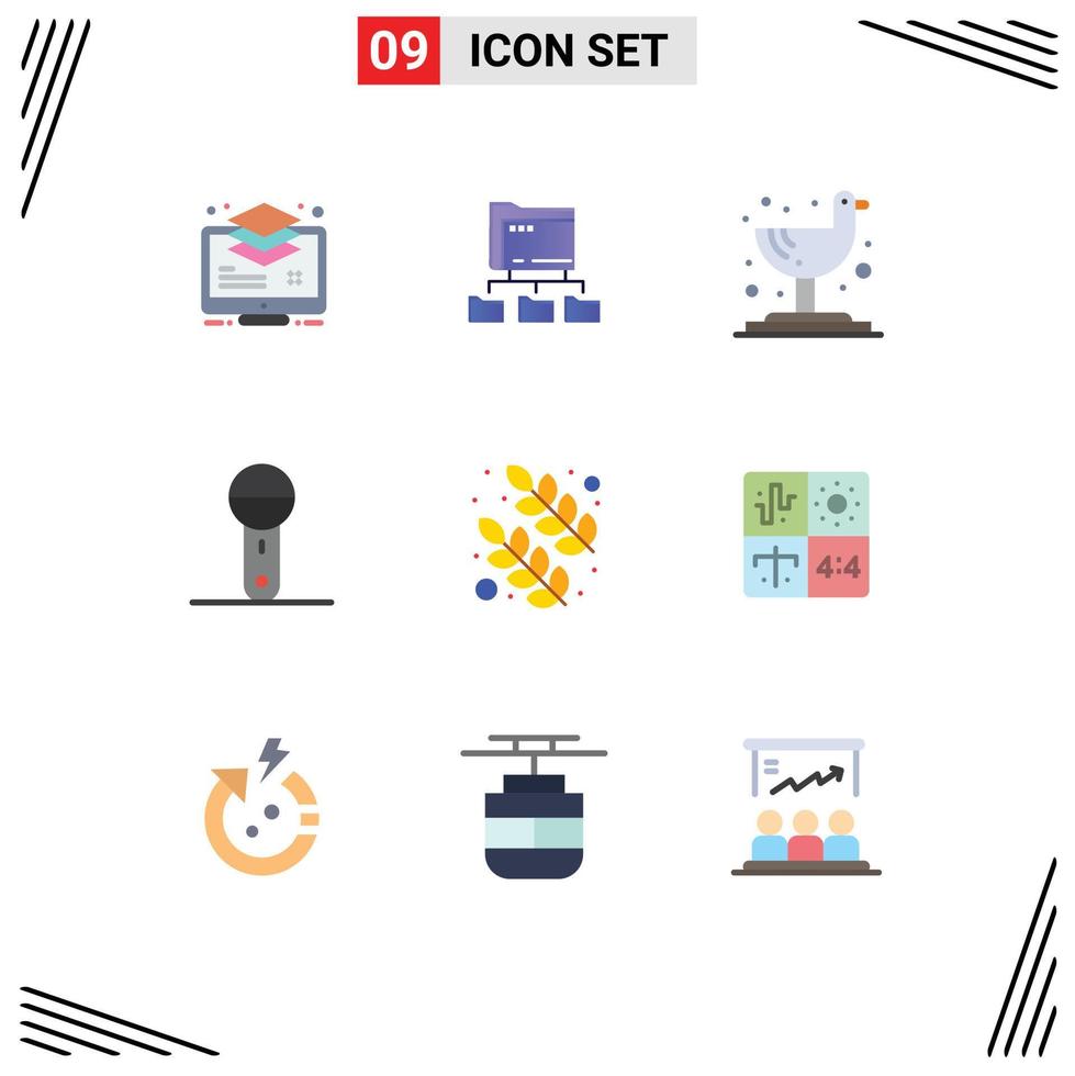 uppsättning av 9 modern ui ikoner symboler tecken för blad Produkter datoranvändning mikrofon enheter redigerbar vektor design element