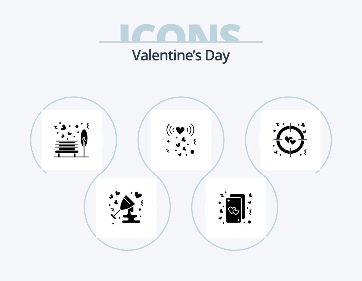 valentines dag glyf ikon packa 5 ikon design. romantik. hjärta. liv. träd. utomhus- vektor