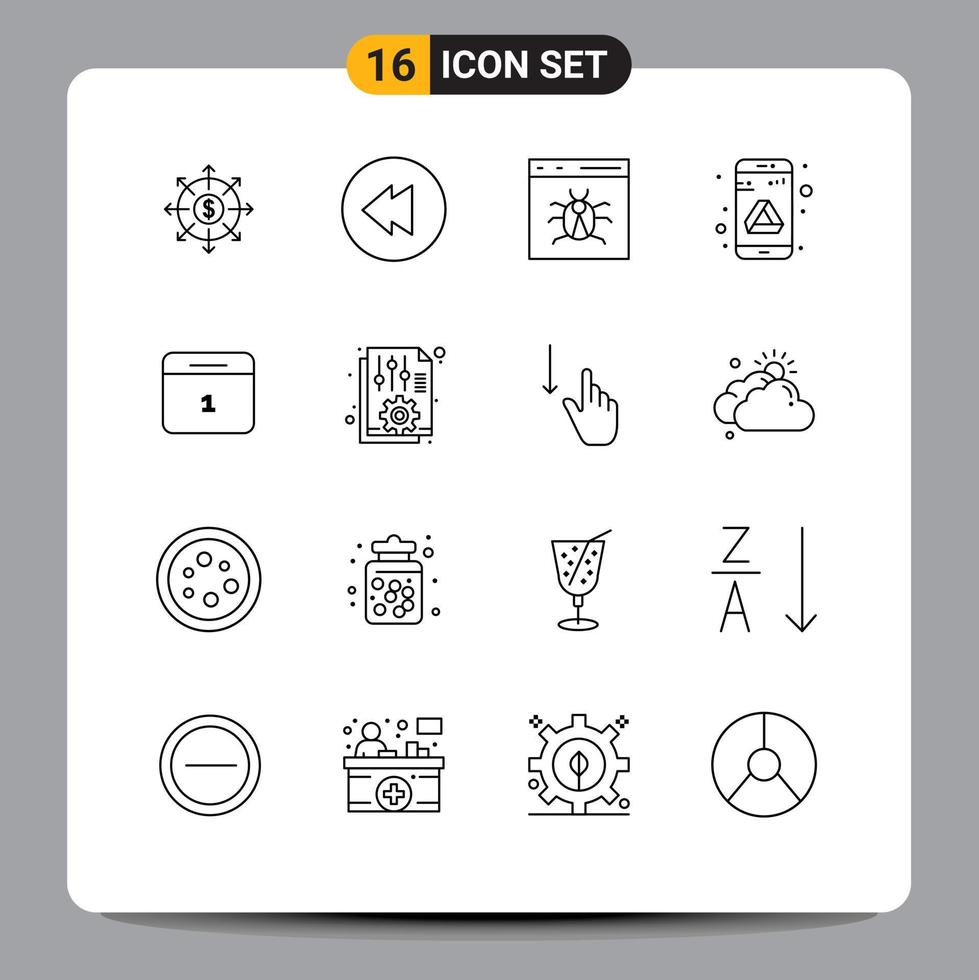 universell ikon symboler grupp av 16 modern konturer av månad kalander insekt lagring kör redigerbar vektor design element