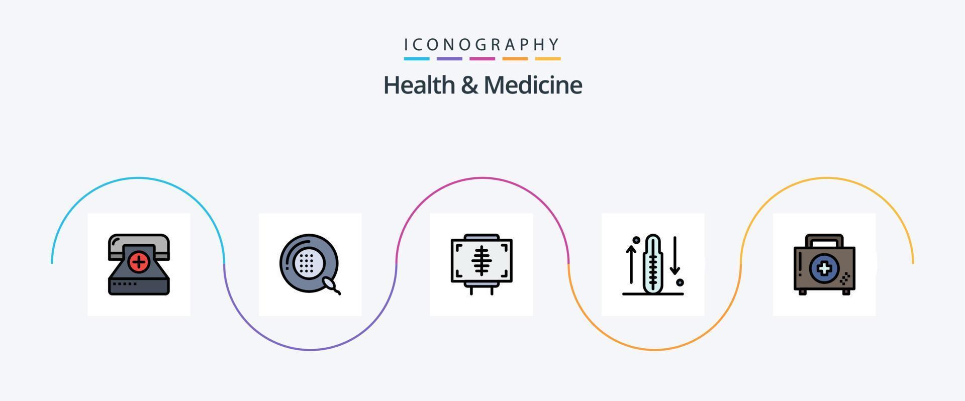 Gesundheit und Medizin Linie gefüllt eben 5 Symbol Pack einschließlich Krankheit. Hilfe. Gesundheit. Zunahme. Fitness vektor