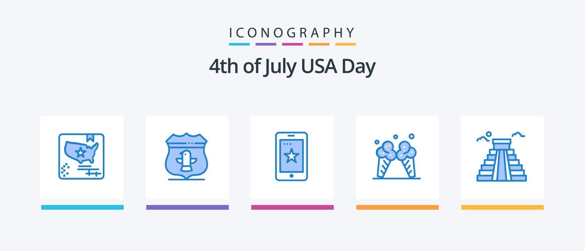 USA blå 5 ikon packa Inklusive landmärke. amerikansk. mobil. grädde. glass. kreativ ikoner design vektor