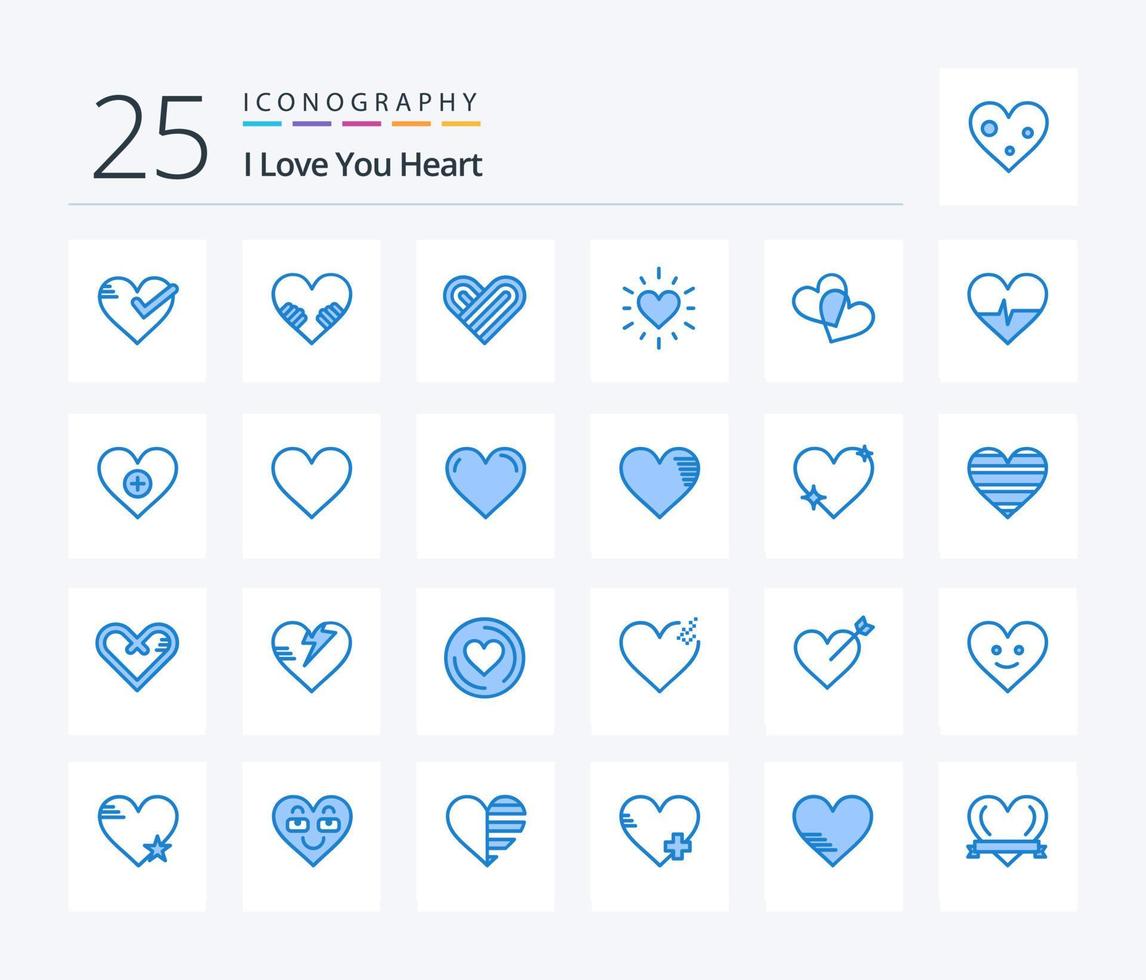 Herz 25 Blau Farbe Symbol Pack einschließlich hinzufügen. wie. Favoriten. Liebe. Herz vektor