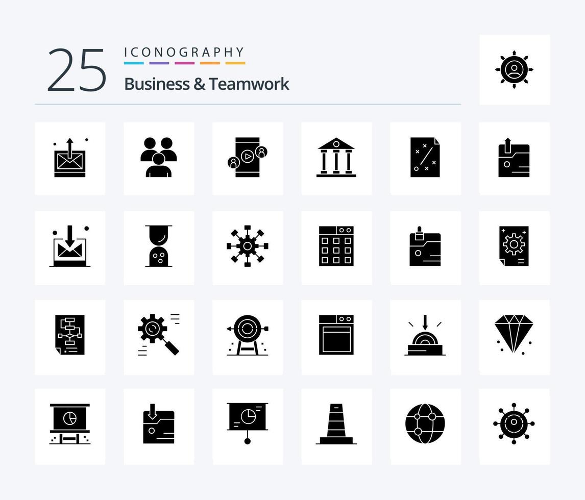 Geschäft und Zusammenarbeit 25 solide Glyphe Symbol Pack einschließlich Finanzen. Banken. Gruppe. Technologie vektor