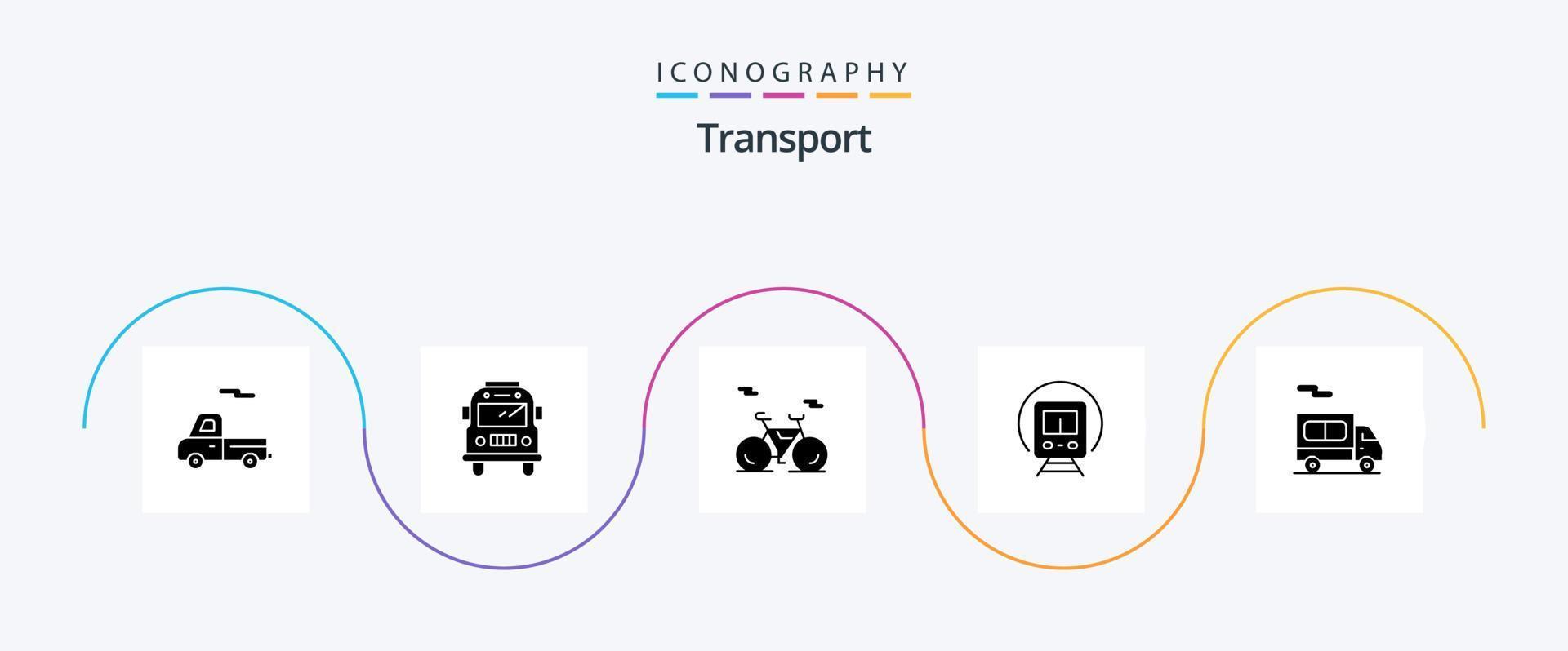 Transport Glyphe 5 Symbol Pack einschließlich . LKW. Fahrzeug. Transport. Transport vektor