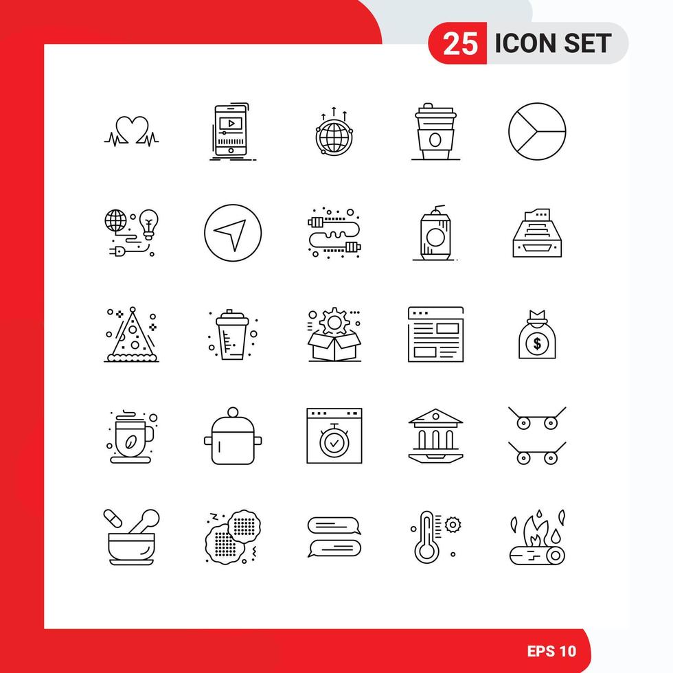 uppsättning av 25 modern ui ikoner symboler tecken för dryck dryck mobil värld förbindelse redigerbar vektor design element