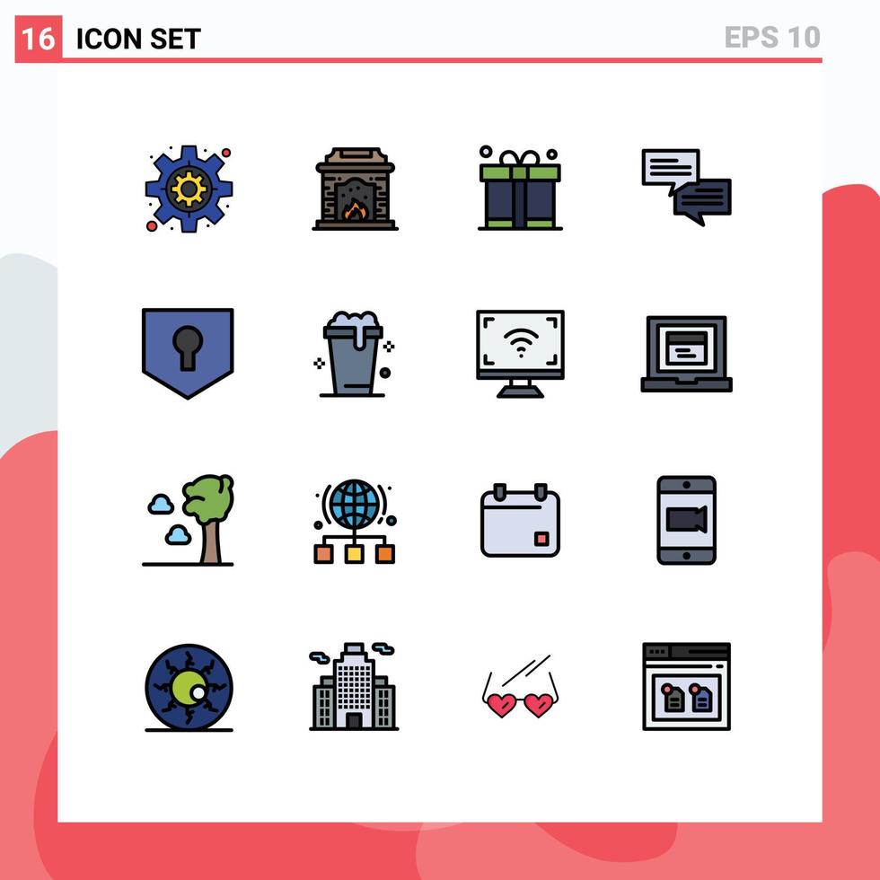 piktogram uppsättning av 16 enkel platt Färg fylld rader av glas säkerhet far skydda meddelande redigerbar kreativ vektor design element